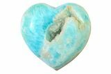 1.6" Polished Blue Caribbean Calcite Hearts - Photo 2